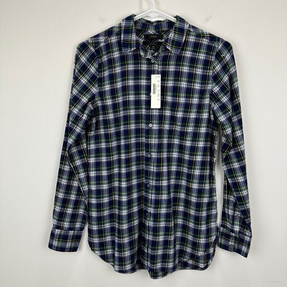 J.Crew Button Down Shirt Plaid Flannel Classic Fit Boyfriend Preppy US 00 NWT - Picture 5 of 14